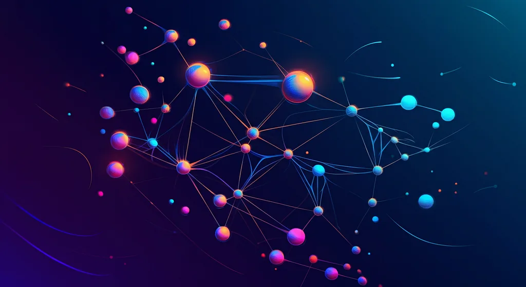 A vibrant digital illustration of a Complex Adaptive System (CAS) represented by an interconnected network of nodes and lines. The nodes vary in size, symbolizing different organizational components, with glowing effects indicating activity and adaptation. The network evolves organically, like a web, with dynamic and unpredictable patterns. The background is dark, with a gradient of deep blues and purples to emphasize contrast and complexity.